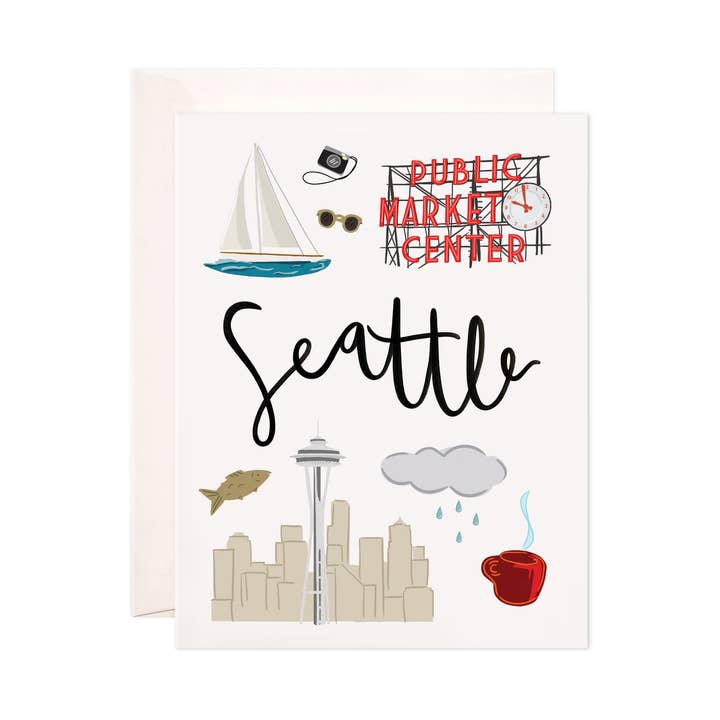 Seattle gratulationskort - brevpapper kortuppsättning, värdinna, lärare, resegåva för wholesale av Bloomwolf Studio