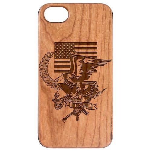 Cherry Wood - US Flag with Eagle Engraved for wholesale by OTTO CASE