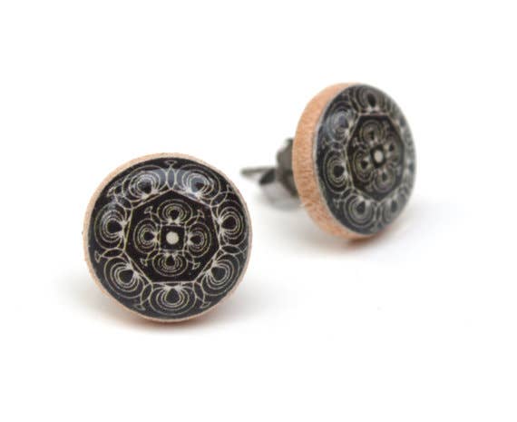 Starlight Woods - Wholesale Stud/Post Earrings - Black Geometric Stud Earrings v.21