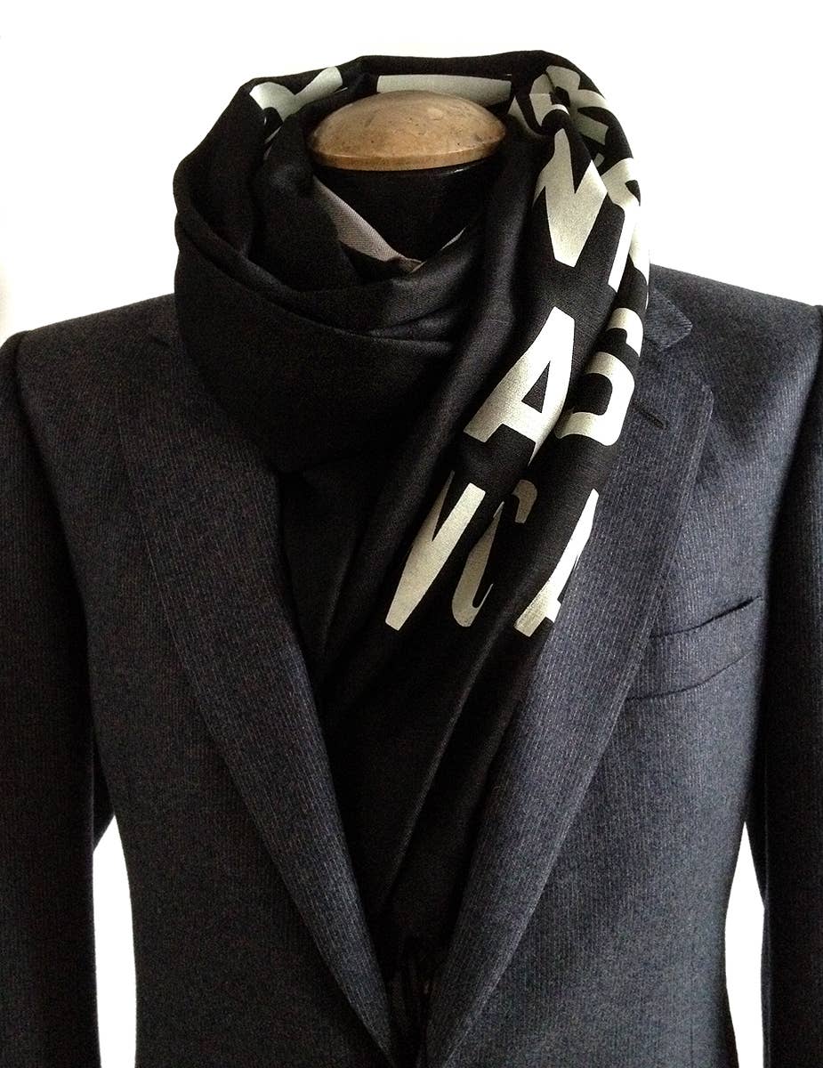 Cyberoptix Tie Lab - Wholesale Scarf - Women's - NYC Subway Scroll Scarf. Astoria Queens Linen-Weave Pashmina0