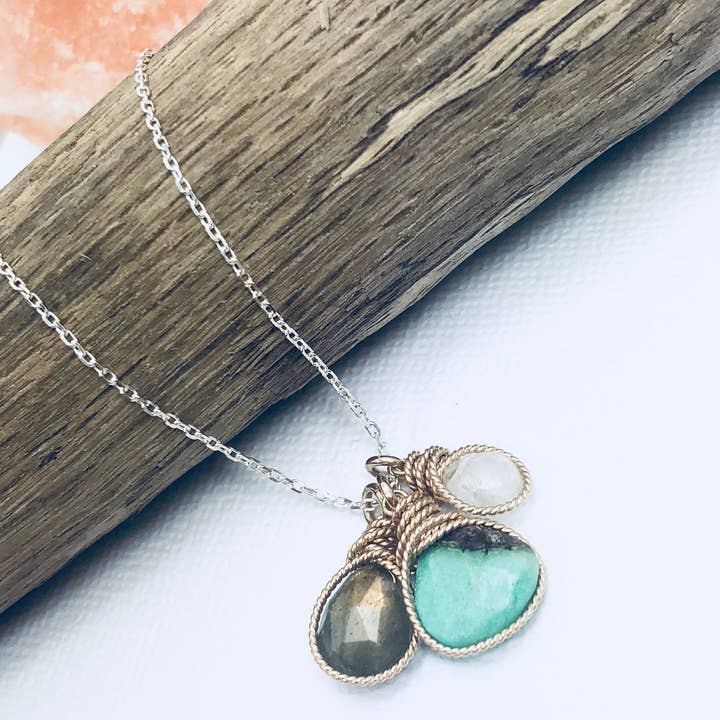 Ray of Light Necklace - Labradorite & Moonstone for wholesale by Laura J Designs