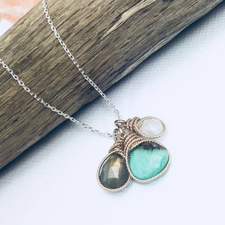 Ray of Light Necklace - Labradorite & Moonstone for wholesale by Laura J Designs