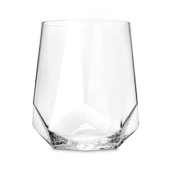 Viski - Wholesale Wine Glass - Senecaâ„¢ Faceted Crystal Wine Glasses - Set of 2