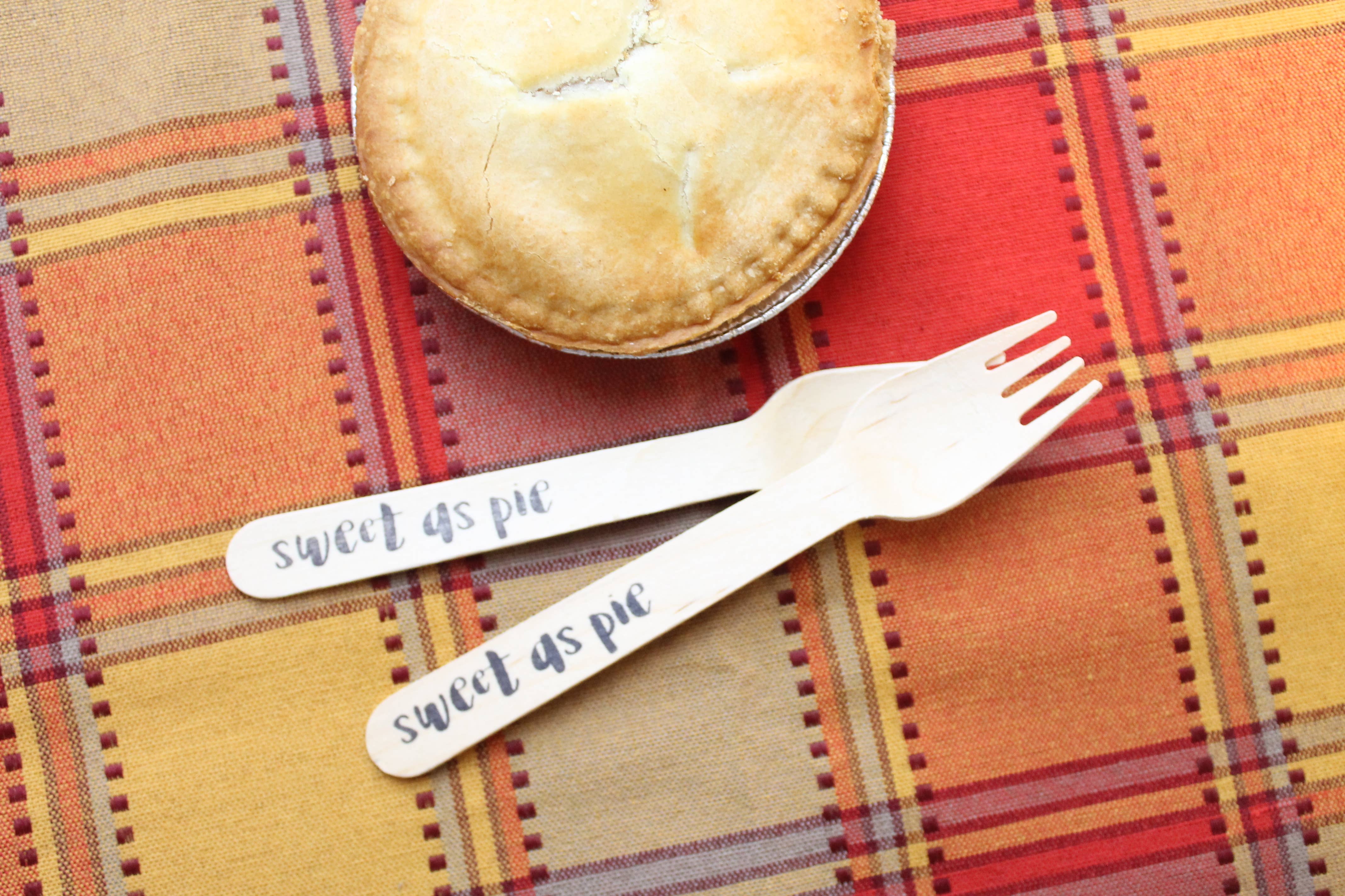 Tulle and Twig - Wholesale Disposable Tableware Pack - Sweet as Pie - Thanksgiving wooden forks for Pie0