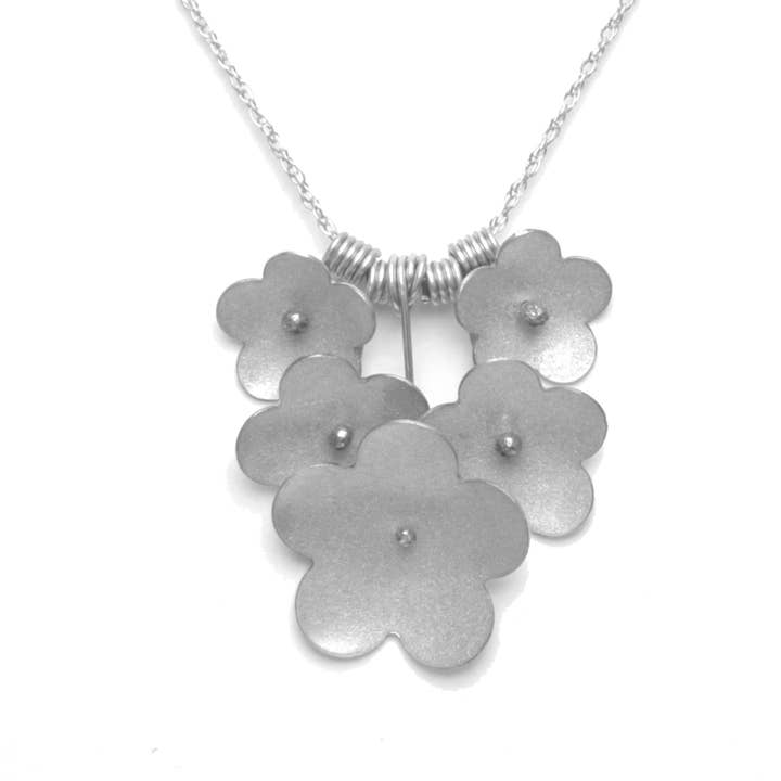 Forget-Me-Not Blossom Bouquet Necklace: Silver for wholesale by Susan Harbourt Designs