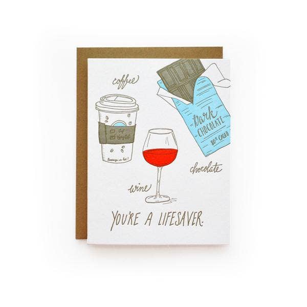 Wild Ink Press – wholesale Kärlekskort – Du är en livräddare | Letterpress tryckta kort0