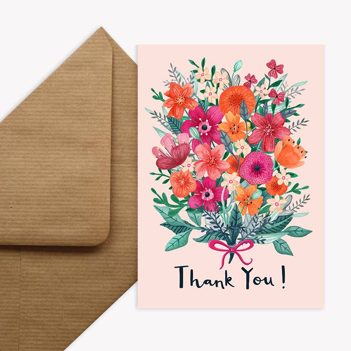 Bunch of Flowers Thank You Card for wholesale by Nic Allan