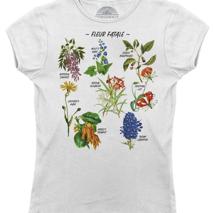 Boredwalk - Wholesale Screen Printed T-Shirt - Women's - Women's Fleur Fatale Toxic Botanical Chart T-Shirt