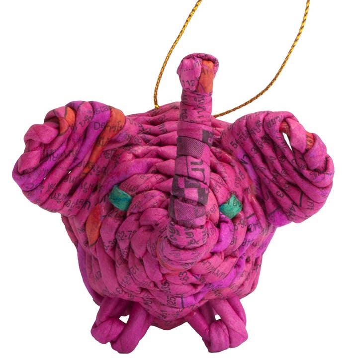 Upcycled Elephant Christmas Ornament for wholesale by Marquet