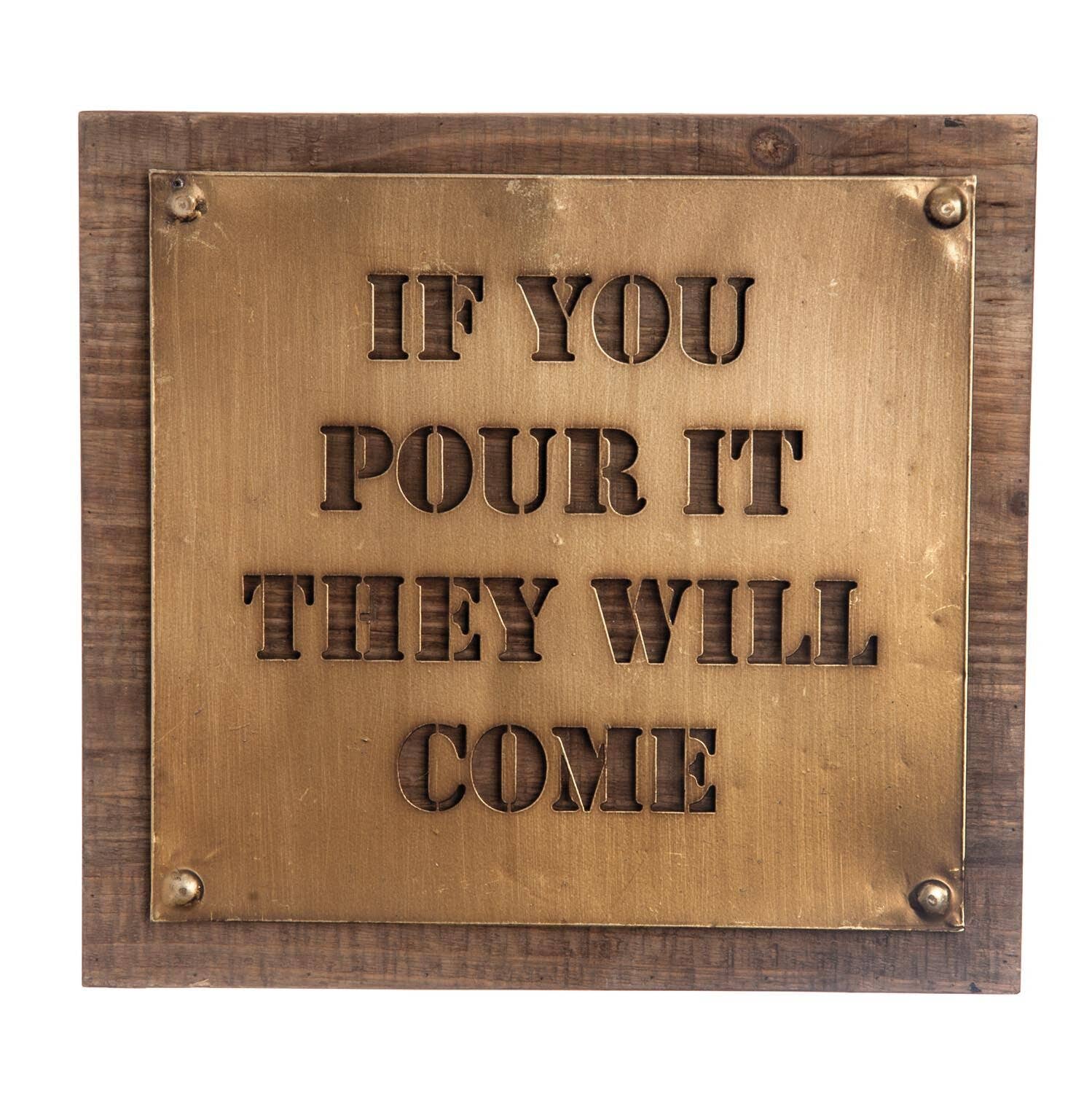 Foreside Home & Garden - Wholesale Sign - Copper Bar "If You Pour It They Will Come" Wall Decor1