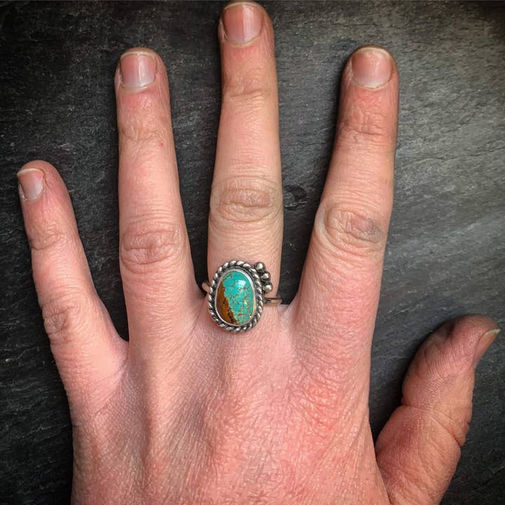 Raegan Hough Metalsmith - Wholesale Cocktail/Statement Ring - Cactus Blossom American Turquoise Ring