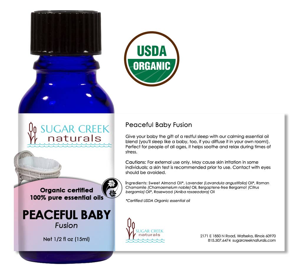 Sugar Creek Naturals - Wholesale Essential Oil - Peaceful Baby Fusion Organic Essential Oil Blend 15ml0