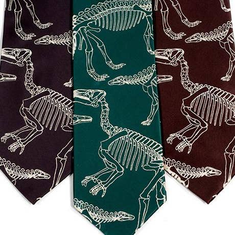 Dinosaur Bones Necktie. Paleontology Print Tie for wholesale by Cyberoptix Tie Lab