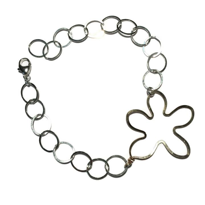 Beth Jewelry - Wholesale Charm/Dangle Bracelet - Flower Bracelet - Silver