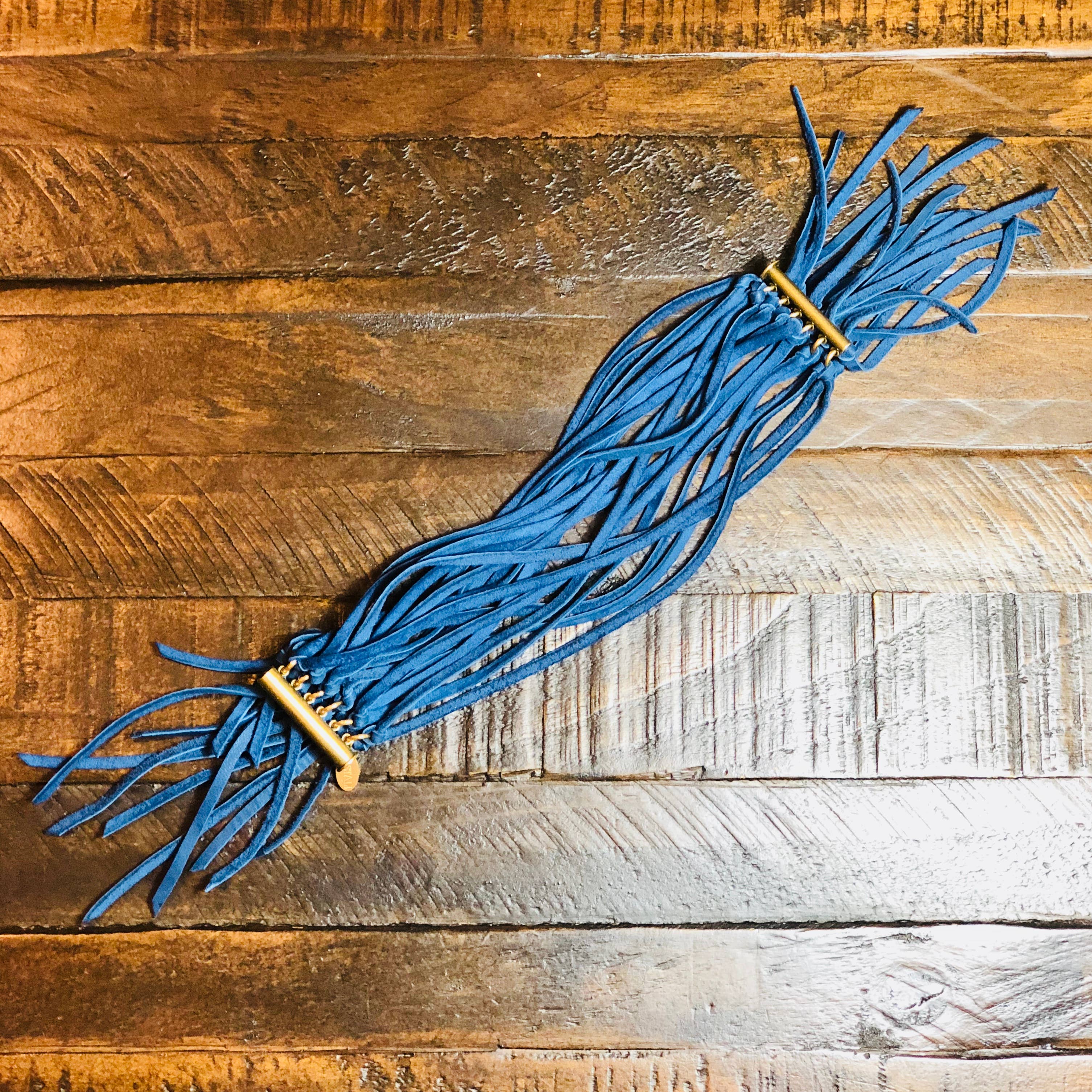 ASTALI - Wholesale Cuff Bracelet - Leather Biker Cuff - Cadet Blue, Multi-Strand Bracelet1