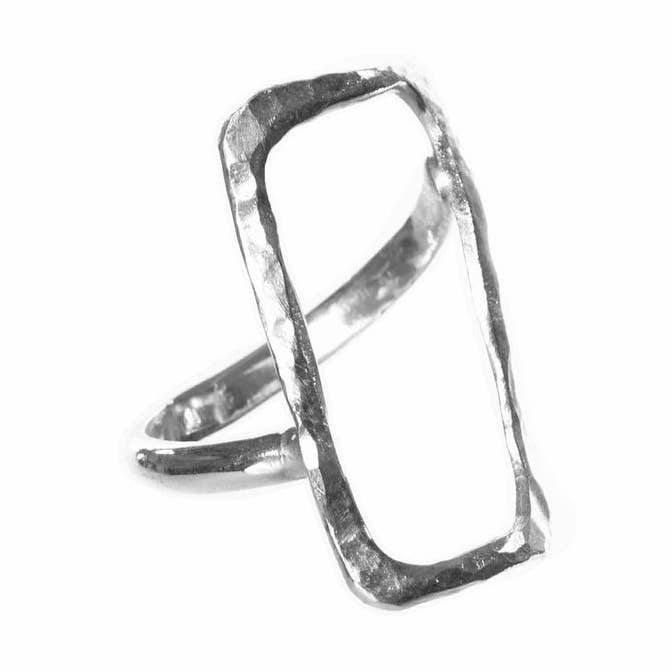 Hammered Open Rectangle Ring - Sterling Silver for wholesale by Alicia Marilyn Designs