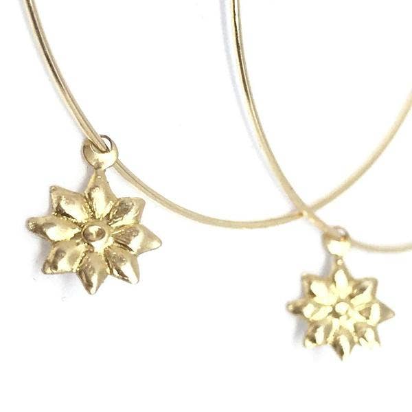 Aina Bloom - Wholesale Hoop Earrings - Flower Charm Hoop Earrings0