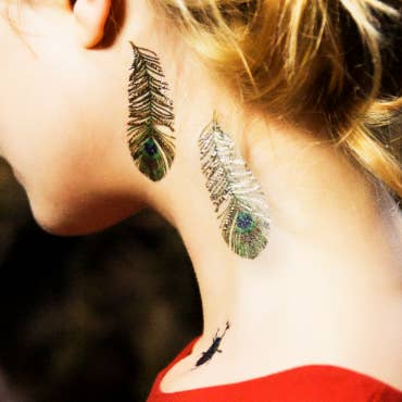 Peacock Feather By Simoneone Temporary Tattoos Stickers for wholesale by PAPERSELF