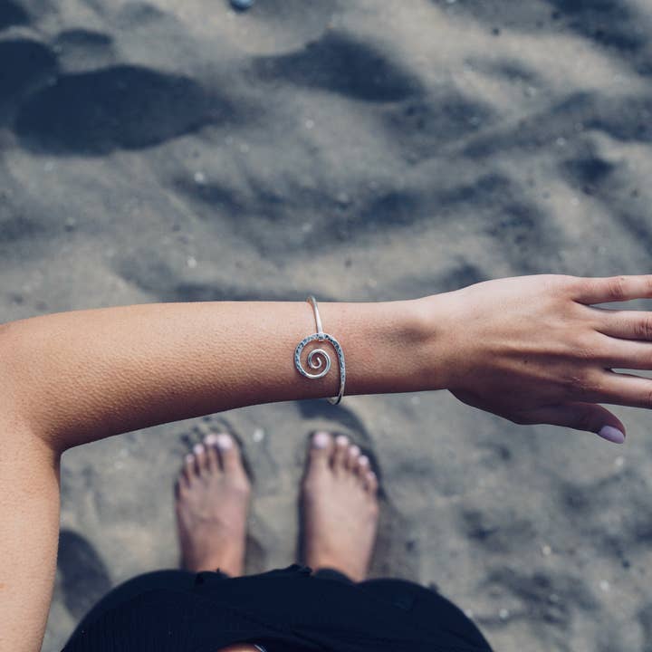 Krystyna's Silver – wholesale Cuff bracelet – Sterling Silver Hand Hammered Wave Bracelet1