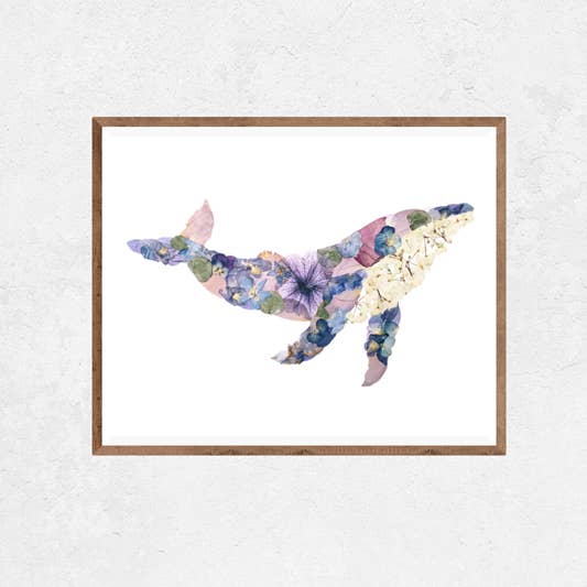 Oxeye Floral Co. - Wholesale Art Print - Humpback Whale Print | Pressed Flower Art2