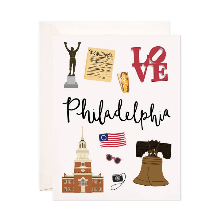 Philadelphia gratulationskort - Pennsylvania Stationery Card Se för wholesale av Bloomwolf Studio