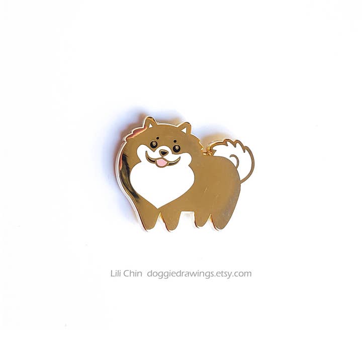 Doggie Drawings - Wholesale Lapel Pin/Button - Pomeranian Dog Enamel Pin