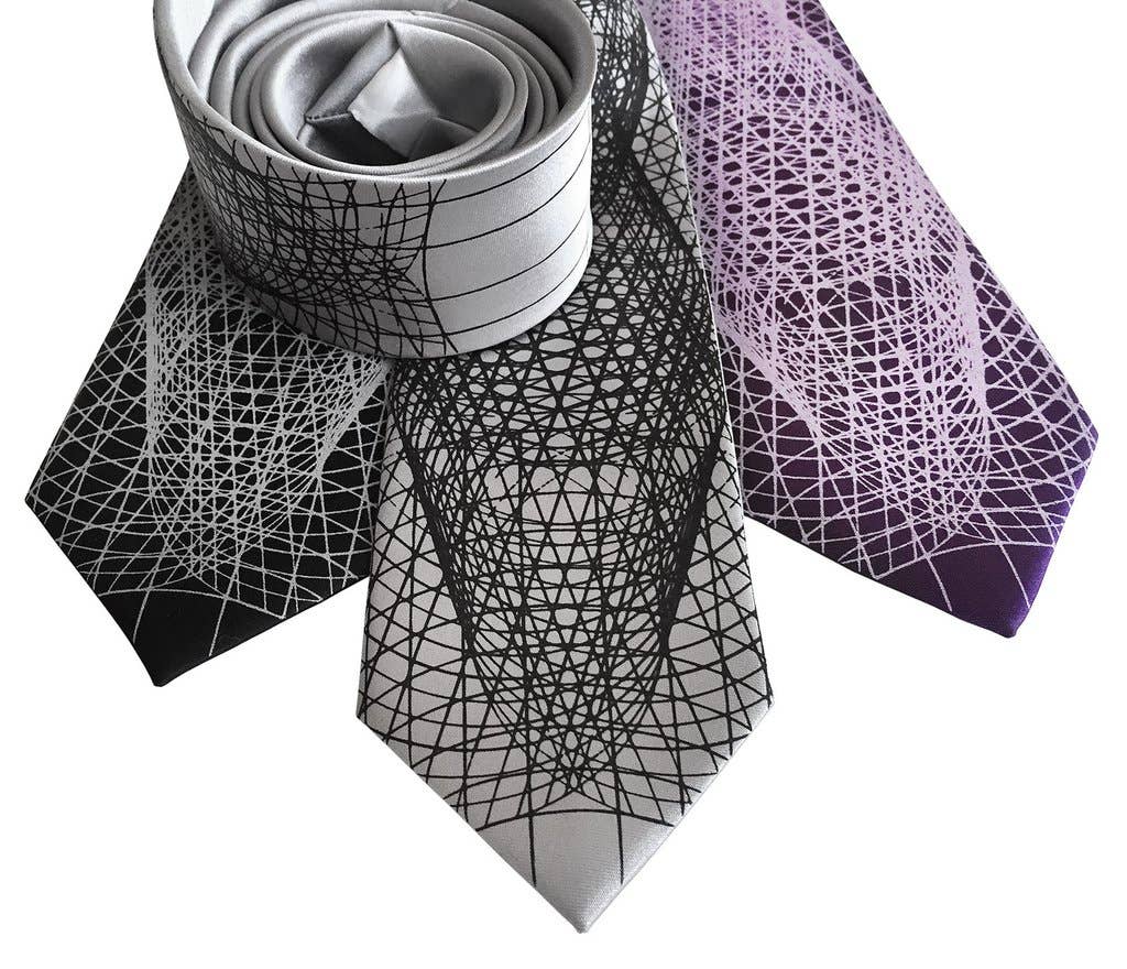 Cyberoptix Tie Lab - Wholesale Necktie - Men's - Wormhole Necktie. Geometric Op Art Print Tie1