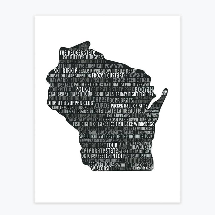 Impression artistique - Silhouette naturelle du Wisconsin pour la vente par Tandem For Two