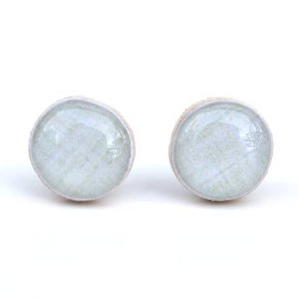 Soft Grey Linen Stud Earrings for wholesale by Starlight Woods