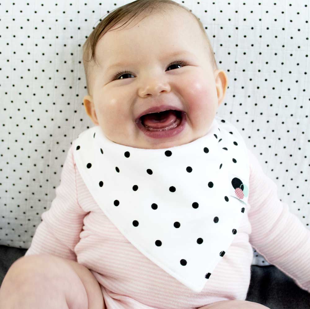 Glossydots Baby – Engroshandel Bandanahagesmæk – POLKA PRIKKER Mønster | Premium Plus Baby Bandana Bib2