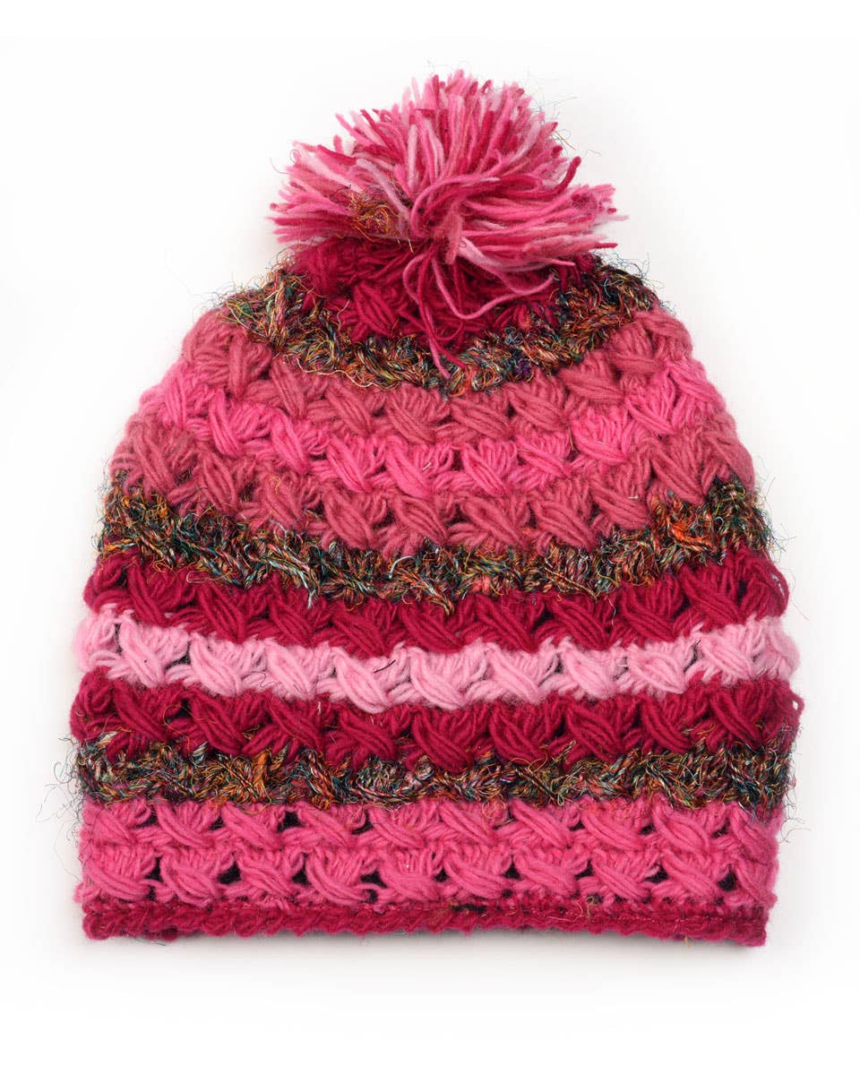 Zig Zag Asian Collection - Wholesale Beanie - Women's - Crochet Beanie Hat with Silk4