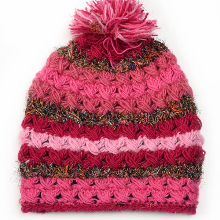 Zig Zag Asian Collection - Wholesale Beanie - Women's - Crochet Beanie Hat with Silk4