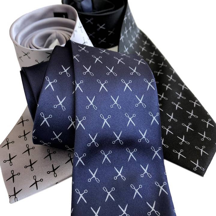 Tiny Scissors Repeating Pattern Mens tie for wholesale by Cyberoptix Tie Lab