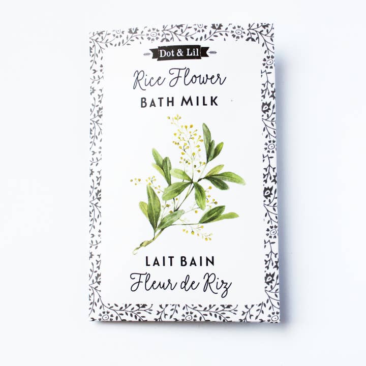 Sachet de lait de bain fleur de riz pour la vente par Dot & Lil
