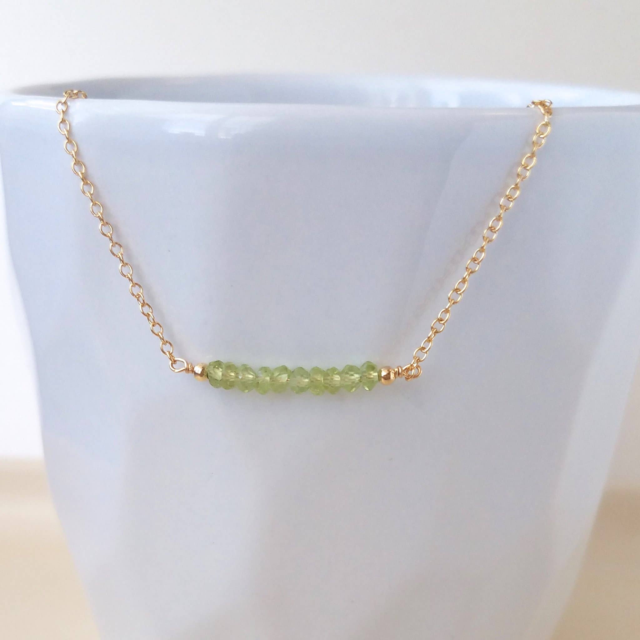 MissElenious Jewelry - Wholesale Pendant/Charm Necklace - Peridot Bar Necklace - August Birthstone1