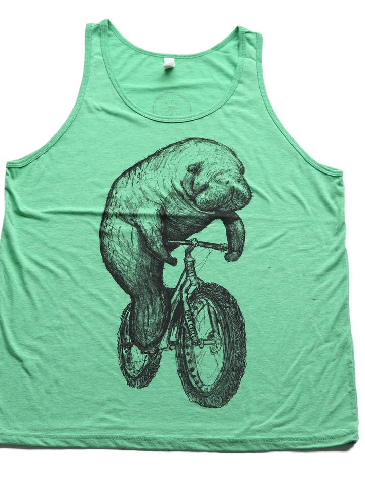 Manatee On A Bicycle Men's Tank for wholesale by Dark Cycle Clothing