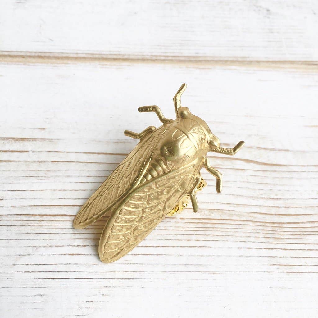 Red Truck Designs - Wholesale Cocktail/Statement Ring - Cicada Beetle Ring Gold Insect Whimsical Spring Ring