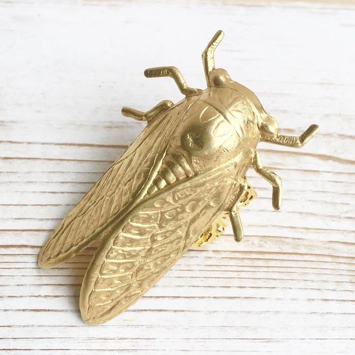 Red Truck Designs - Wholesale Cocktail/Statement Ring - Cicada Beetle Ring Gold Insect Whimsical Spring Ring0