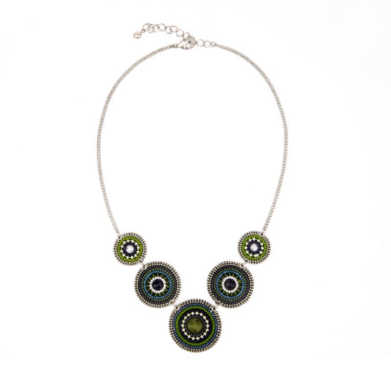 Erik & Mike - Wholesale Pendant/Charm Necklace - Seed Bead, hand beaded Necklaces 5 Circle in Crew Blue1