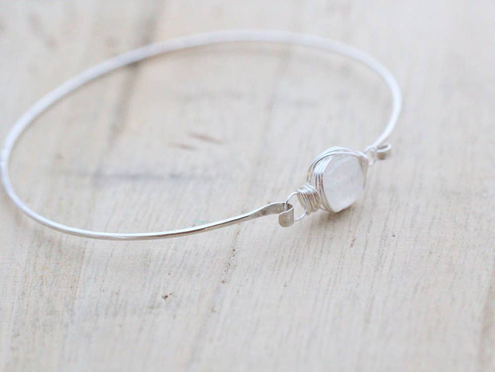 Saressa Designs - Vente Bracelet jonc - Bracelet empilable pierre précieuse - Pierre de lune3