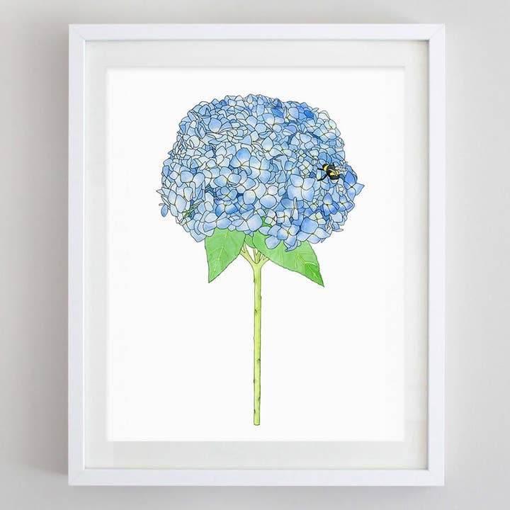 Hydrangea Floral Watercolor Print for wholesale by Carly Rae Studio