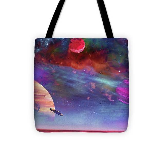 13" x 13" New Planet Geo-Mapping Tote Bag for wholesale by Don White-Art Dreamer