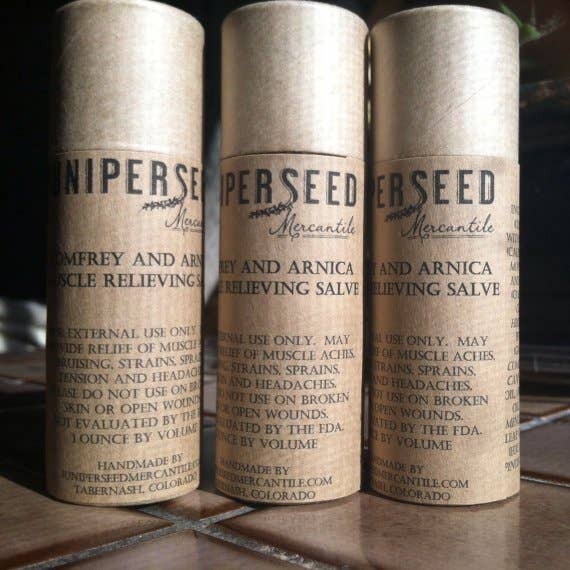 Comfrey and Arnica Muscle Salve for wholesale by Juniperseed Mercantile