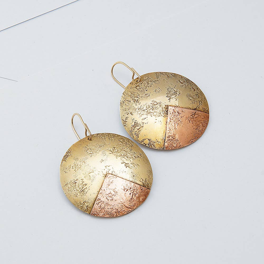 From The Reliquary - Wholesale Dangle Earrings - Cartographer Earrings - Brass With Copper