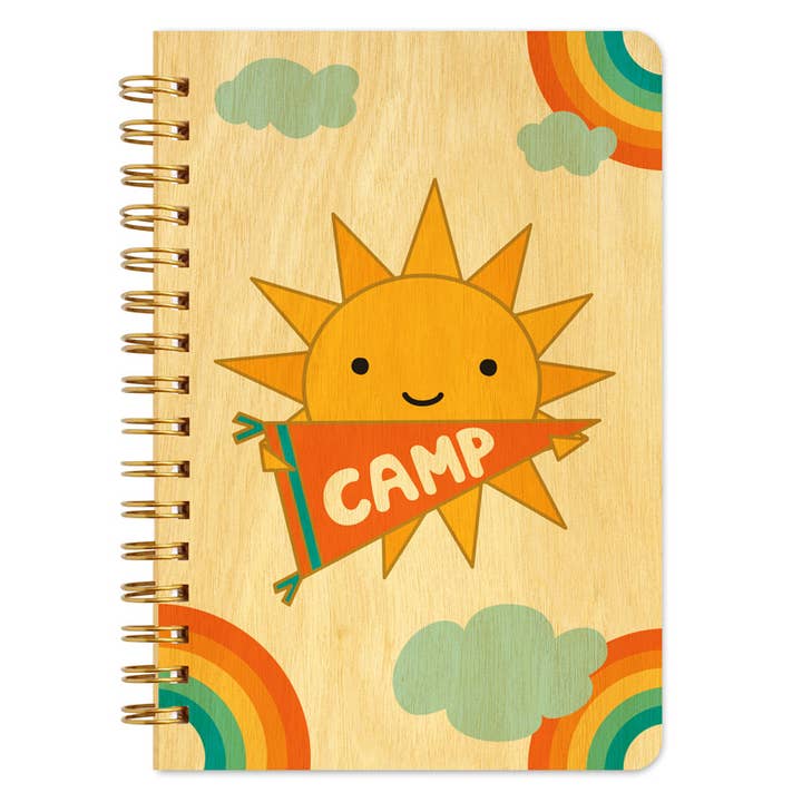 Night Owl Paper Goods - Wholesale Notebook - Sunny Camp Wood Notebook - Summer Camp