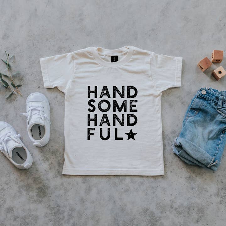 Handsome Handful Cream Organic Kids Tee for wholesale by Gladfolk