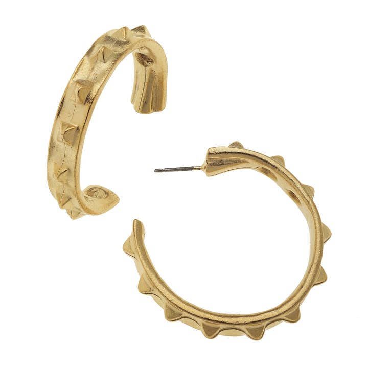 Gold Spike Hoop Earrings for wholesale by Susan Shaw