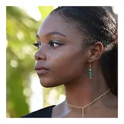 Farah Yazid Designs - Wholesale Dangle Earrings - Silver Turquoise Linear Earrings0