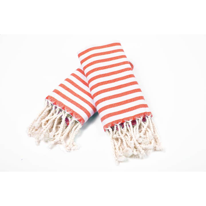 Juego de 2 — Toalla de cocina turca de mano 20" x 40", color rojo para venta al por mayor de Buldano