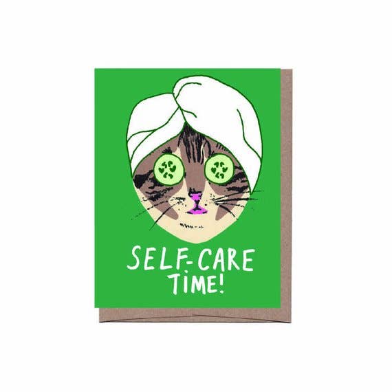 La Familia Green – Engroshandel Hverdagshilsen kort – Self Care kat lykønskningskort1